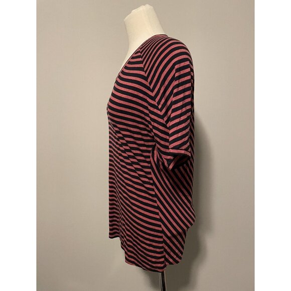 BCBG Max Azria "Portia" Red and Navy Striped Knit Top, Size S - Picture 2 of 7